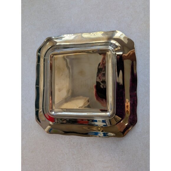 222 Fifth “Pumpkin Patch” Square Salad Plate Gold-Rimmed Autumn Harvest Design - Picture 2 of 2